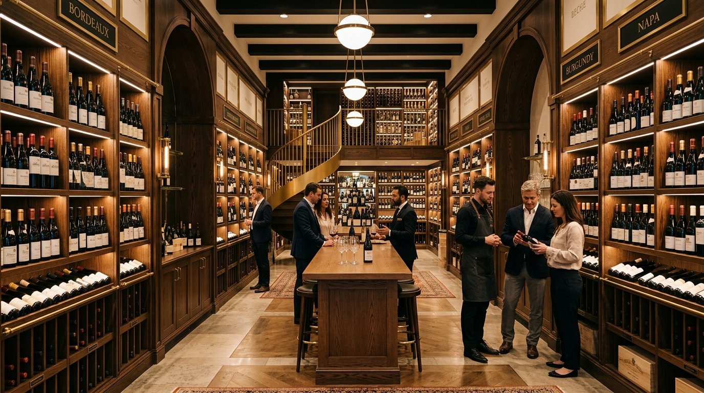Shelves stocked with alcohol bottles